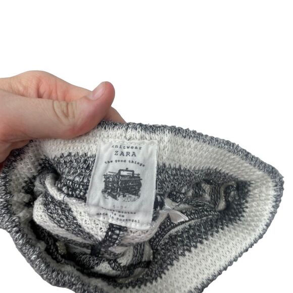 Zara Knitwear Grey White Striped Shorts Pockets Baby 6-9 Months - Picture 3 of 3